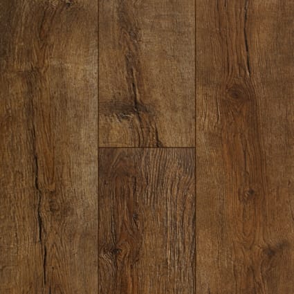 12mm+Pad Copper Ridge Chestnut 24Hr Water-Resistant Laminate Flooring 7.48 in. wide x 50.67 in. Long