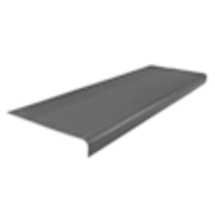 null Rubber Light Duty Rib Design Stair Tread Round Nose 12.63" x 48" Charcoal
