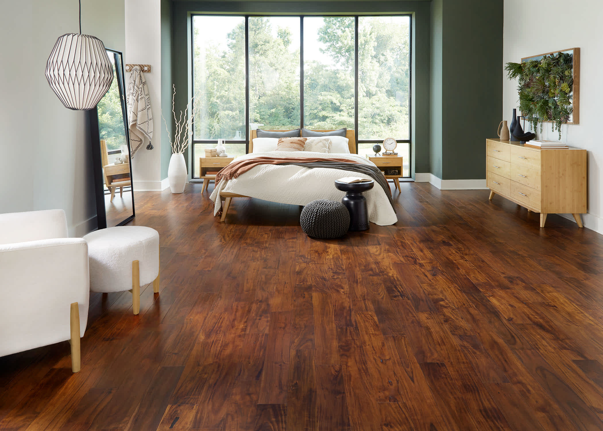 Ruby Falls Acacia Engineered Hardwood Flooring installed in a living room