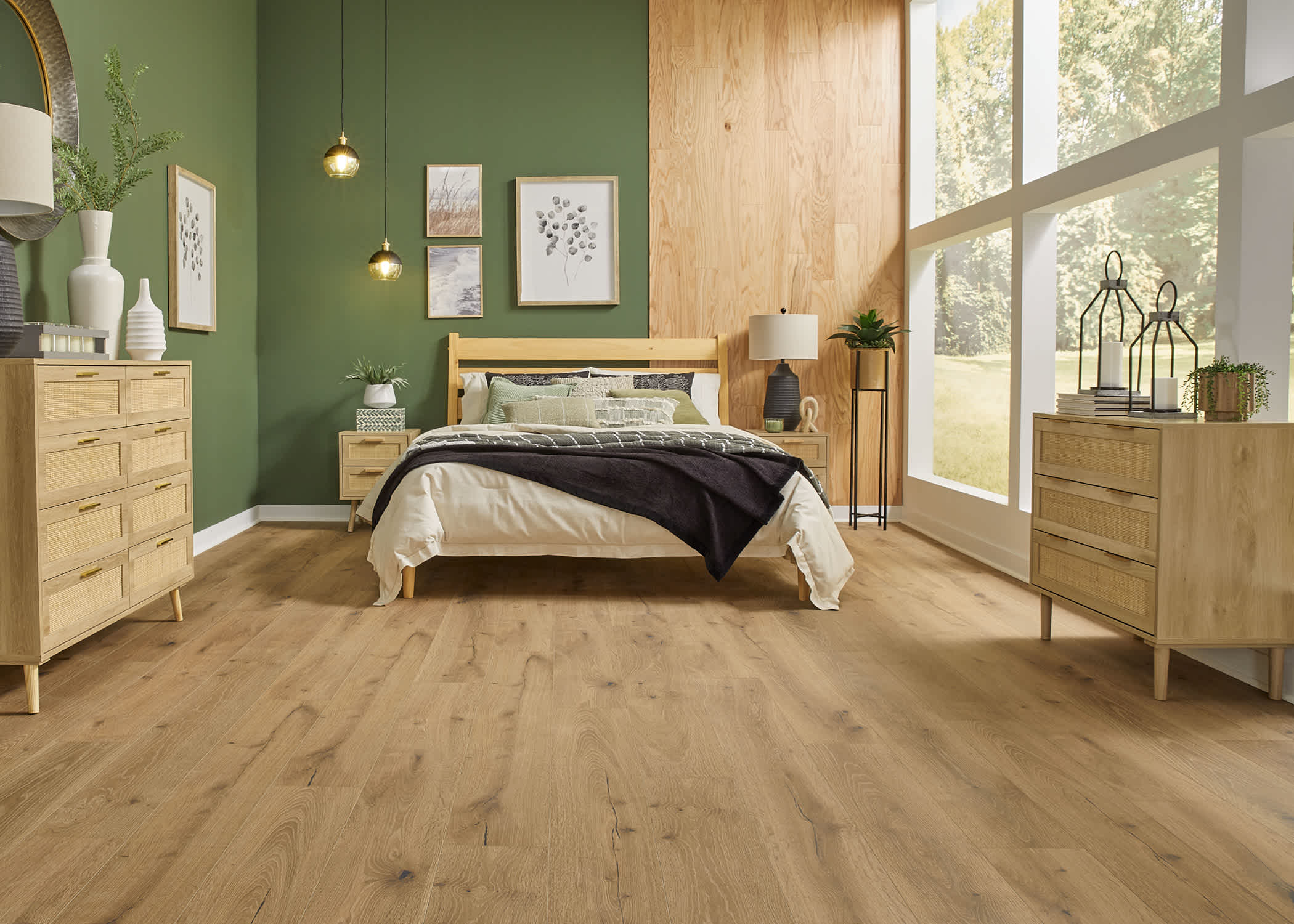 Fenrir Oak Vinyl Plank Flooring Installed in a bedroom