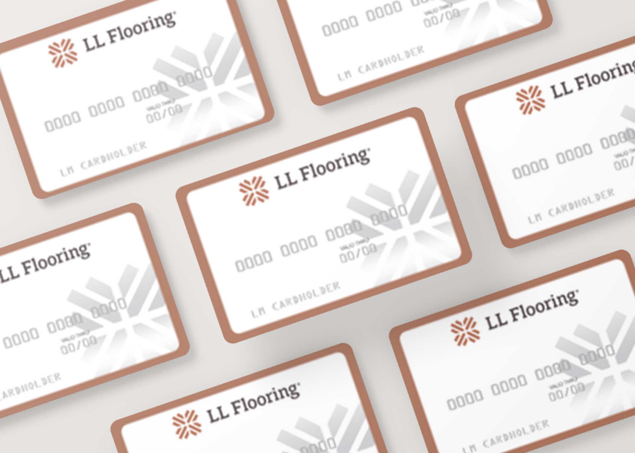 ll flooring credit card collage on beige background