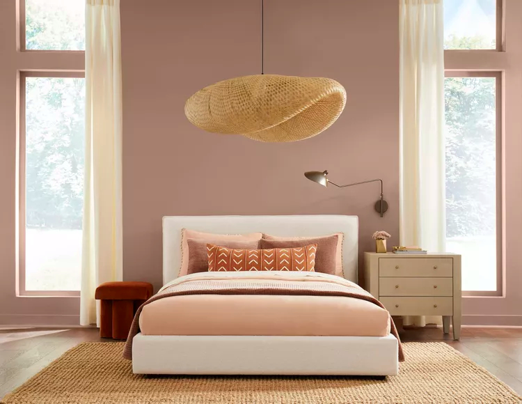 bedroom with pink colors