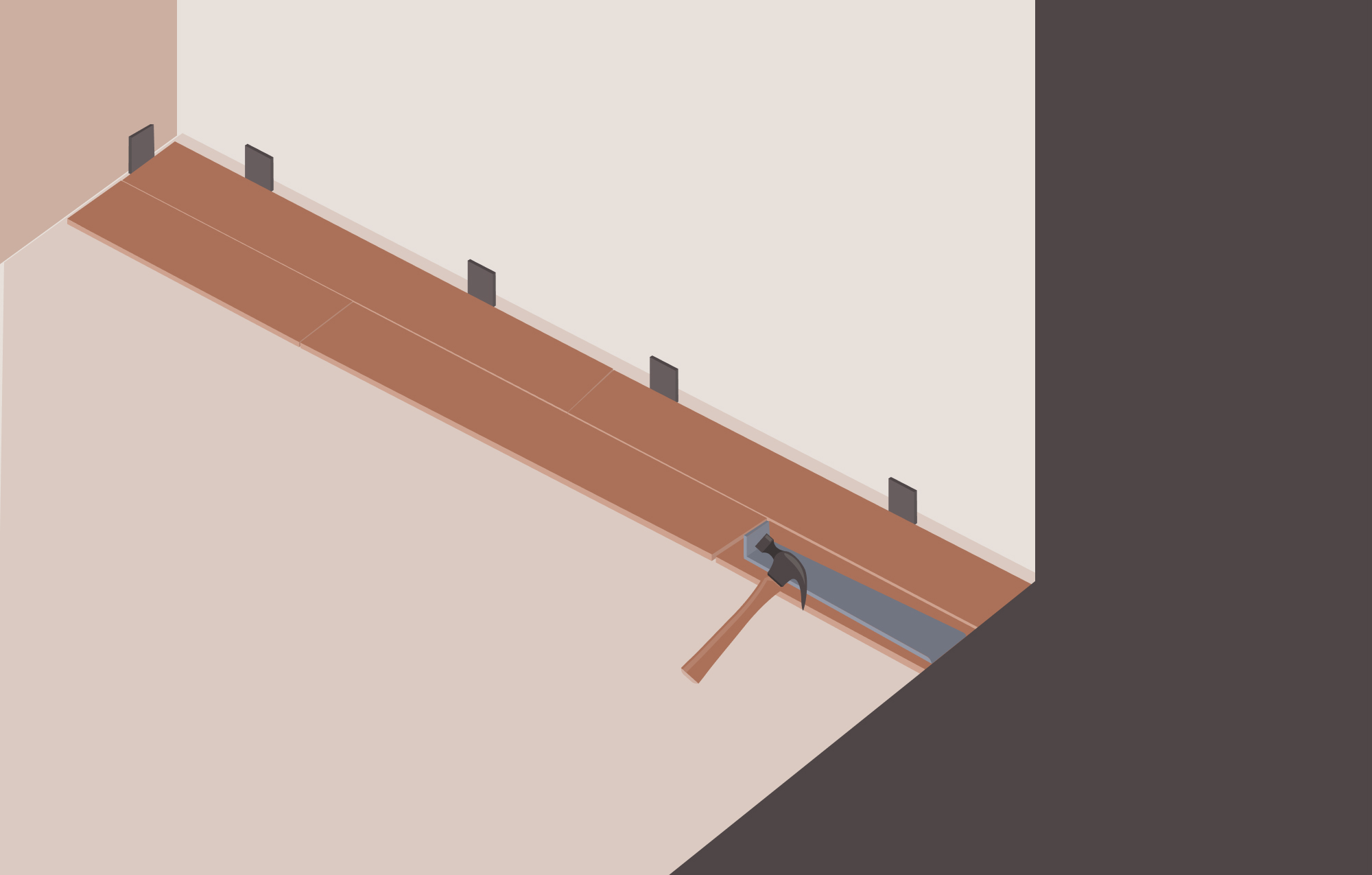 graphic showing last plank to edge of wall