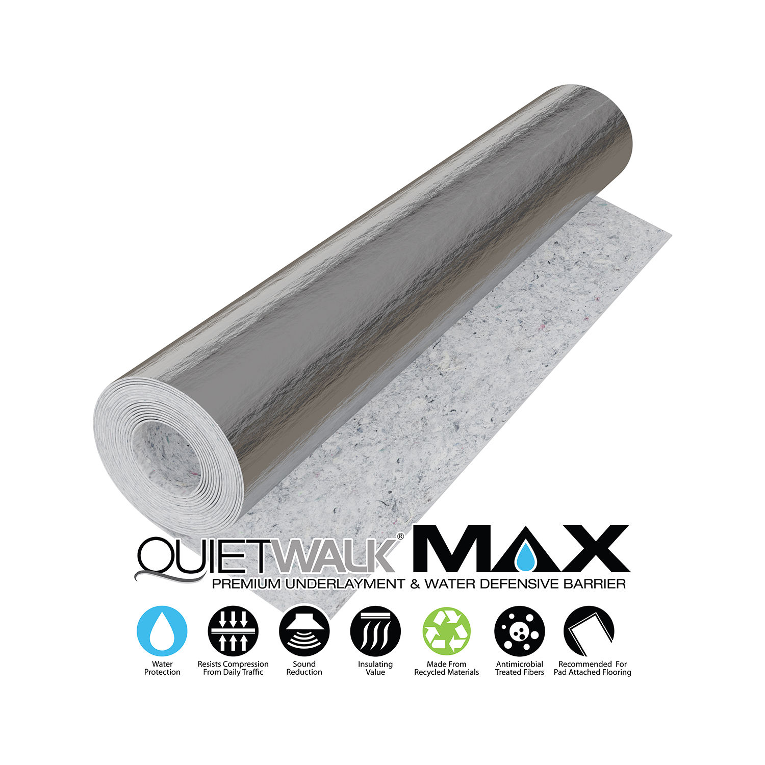 100sft QuietWalk Max Premium Underlayment and Water Defensive Barrier
