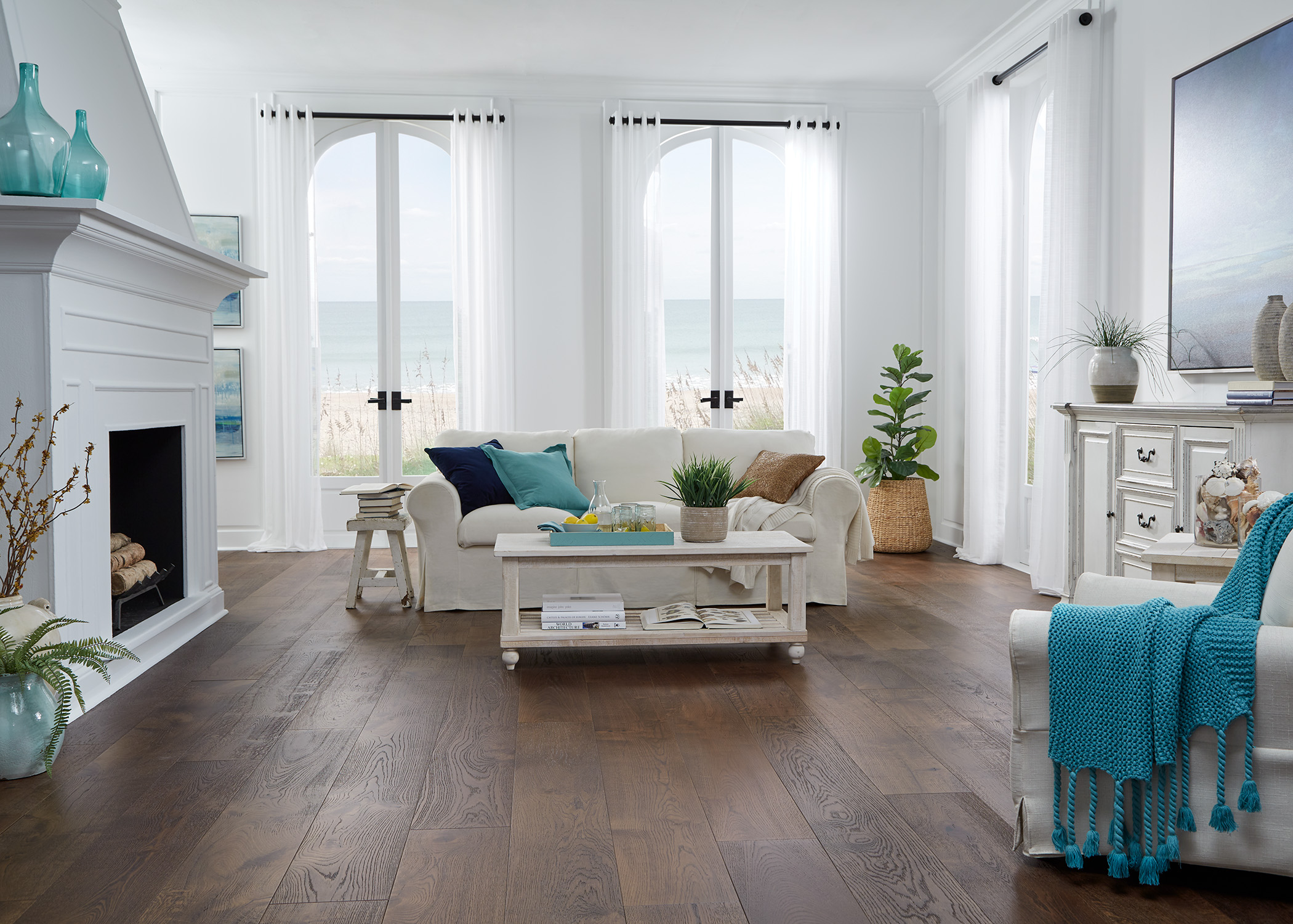 a living room with hardwood flooring