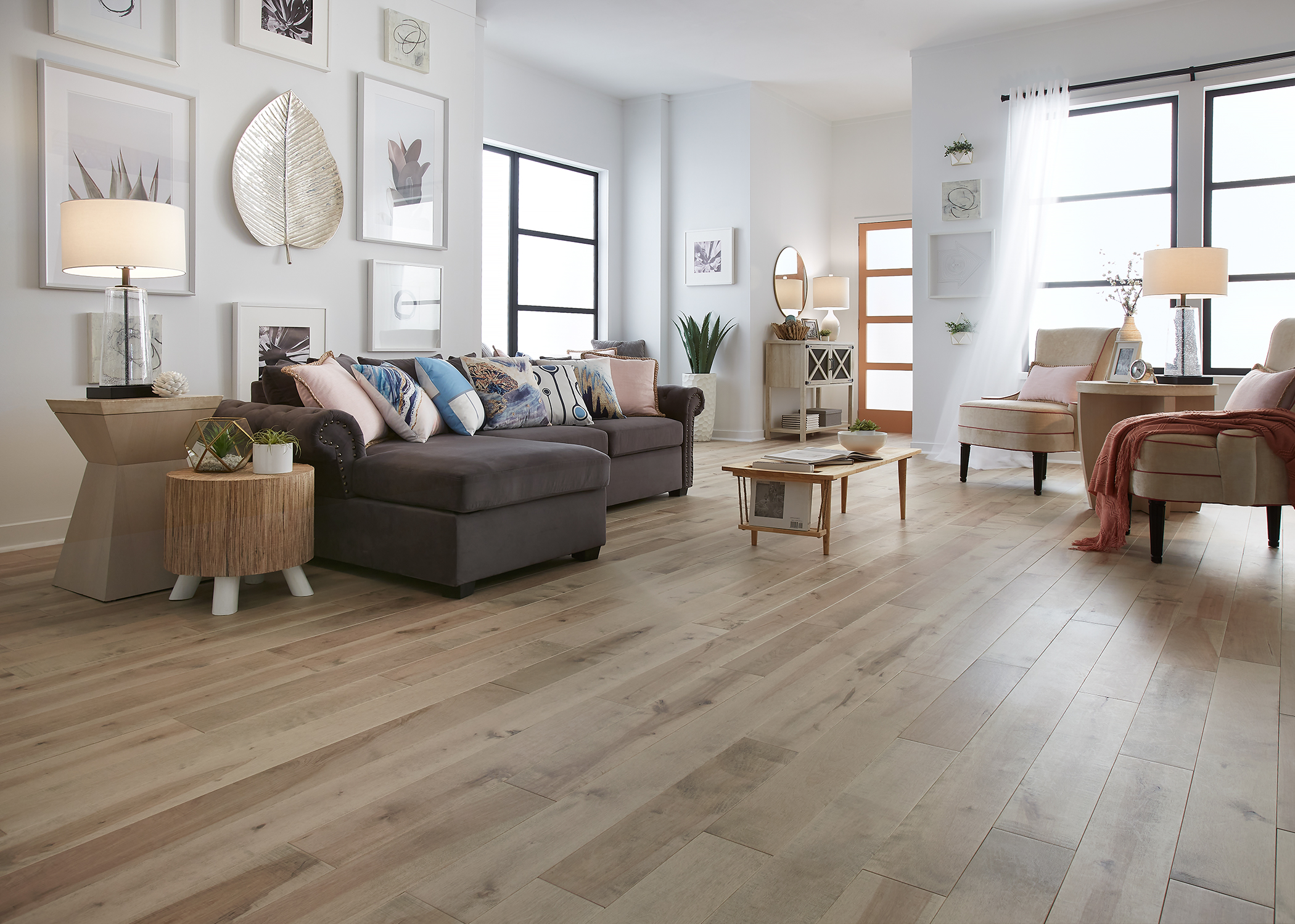 living room with hardwood flooring from ll flooring