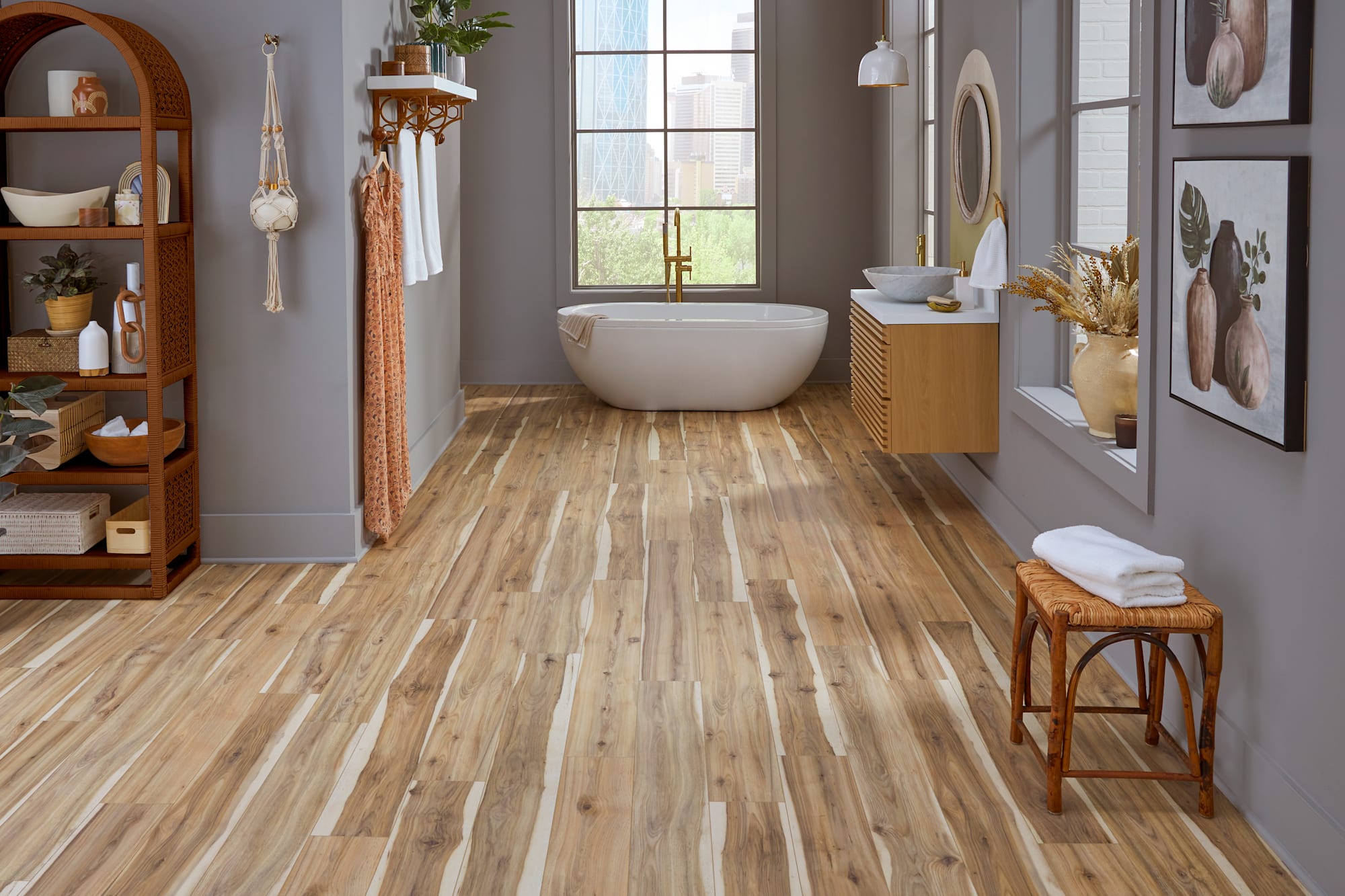 image of bathroom with vinyl plank flooring from ll flooring