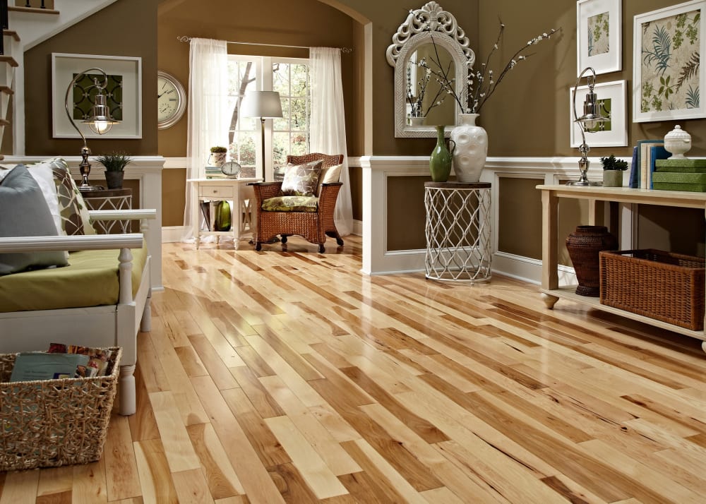 Mayflower 3 4 In Millrun Hickory Solid, Prefinished Solid Hardwood Flooring Wide Plank