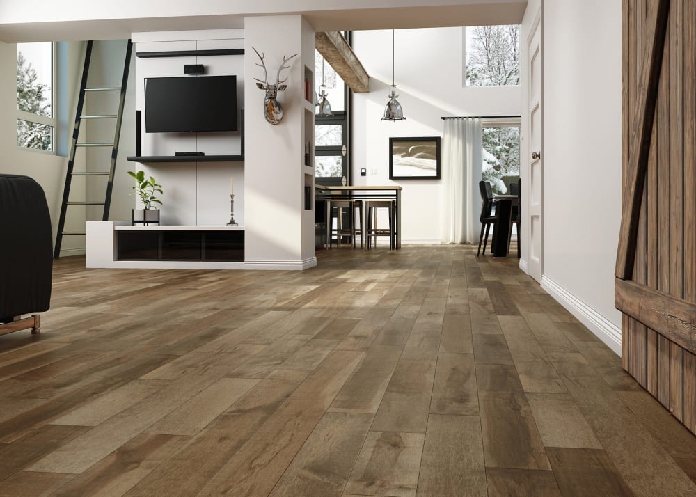 Rattan Maple Solid Hardwood Flooring in Living Room and Bedroom