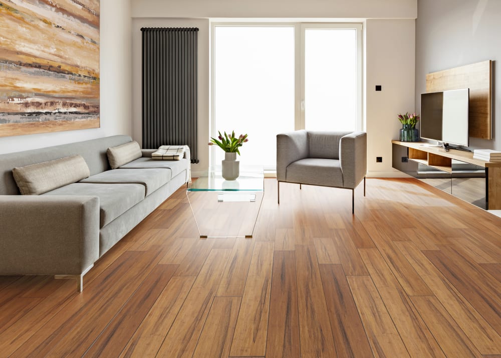 ReNature 3/8 in. Raleigh Strand Distressed Wide Plank Engineered Click Bamboo  Flooring 5.13 in. Wide | LL Flooring