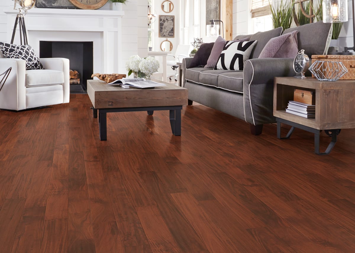 Virginia Mill Works 7 16 In Golden Acacia Quick Click Distressed Engineered Hardwood Flooring 4 72 Wide Ll